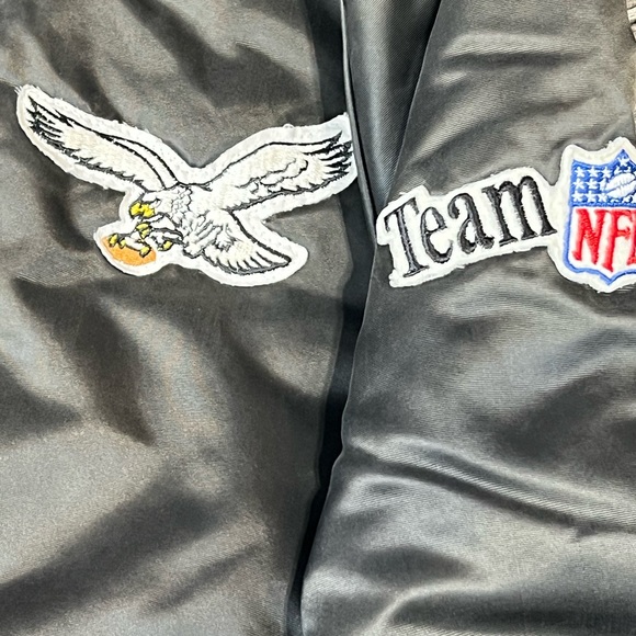 Vintage Rare Black Chalkline Philadelphia Eagles Satin Jacket Large - Picture 6 of 10